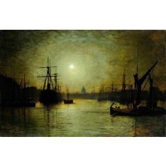 Thames Moonlight Painting Reproduction
