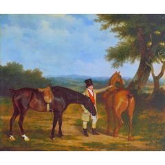 Two Hunters with a Groom Painting Reproduction