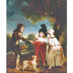 Portrait of Sir Francis Ford’s Children Giving a Coin to a Beggar Boy Painting Reproduction