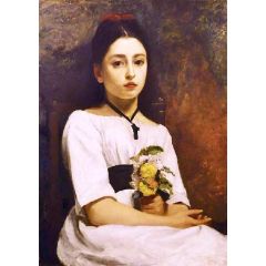 Study of a Girl in White Painting Reproduction