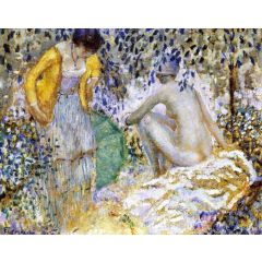 Two Women on the Grass Painting Reproduction