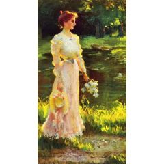 By the Lily Pond Painting Reproduction