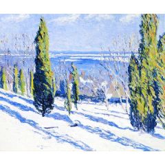 Fir Tree Shadows on a Snowy Bank Painting Reproduction