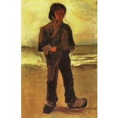 Fisherman on a Beach Painting Reproduction