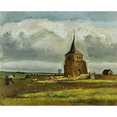 Old Tower at Nuenen with a Ploughman Painting Reproduction