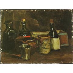 Still Life with Bottles and Earthenware Painting Reproduction