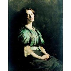 Portrait of a Girl Wearing a Green Dress Painting Reproduction