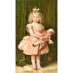 Portrait of a Girl with a Doll Painting Reproduction