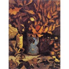 Vase with Dead Leaves Painting Reproduction