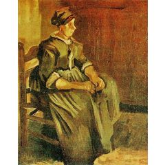 Peasant Woman Sitting on a Chair Painting Reproduction