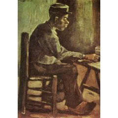 Peasant Sitting at a Table Painting Reproduction