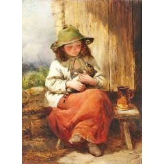 Child with Kitten Painting Reproduction