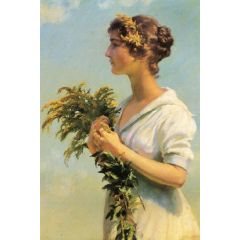 Girl with Goldenrod Painting Reproduction