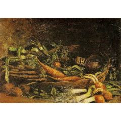 Still Life with Basket of Vegetables Painting Reproduction