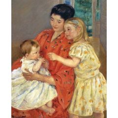 Mother and Sara Admiring the Baby Painting Reproduction