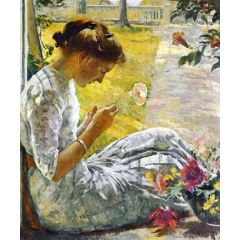Mercie Cutting Flowers Painting Reproduction