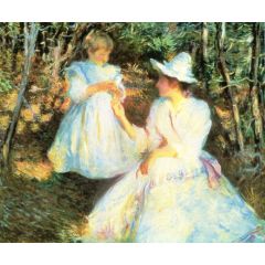 Mother and Child in Pine Woods Painting Reproduction