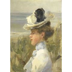 A Young Woman Painting Reproduction