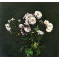 Bouquet of White Chrysanthemums Painting Reproduction