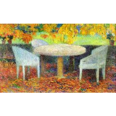 The Large Stone Table under the Chestnut Street at Marquayrol Painting Reproduction