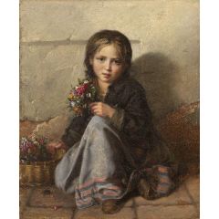 Little Flower Seller Painting Reproduction