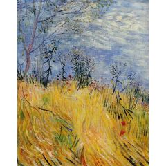 Edge of a Wheatfield with Poppies Painting Reproduction