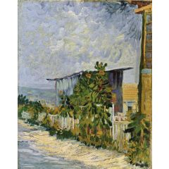 Path in Montmartre with Sunflowers Painting Reproduction