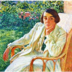 Elizabeth van Rysselberghe in a Cane Chair Painting Reproduction