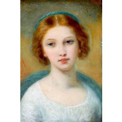 Head of a Young Girl Painting Reproduction
