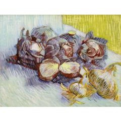 Red Cabbages and Onions Painting Reproduction