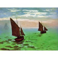 Fishing Boats at Sea Painting Reproduction