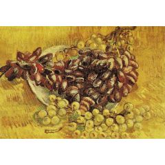 Plate with Blue and White Grapes Painting Reproduction