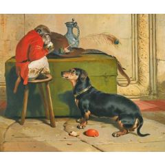 Ziga, a Badger Dog Belonging to the Hereditary Prince of Saxe-Coburg-Gotha Painting Reproduction