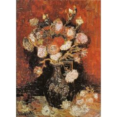 Vase with Asters and Phlox Painting Reproduction