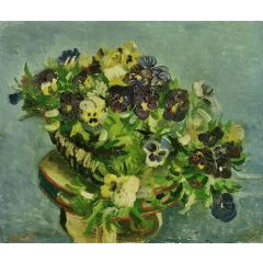 Basket of Pansies Painting Reproduction