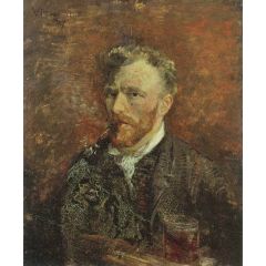 Self-Portrait with Pipe Painting Reproduction