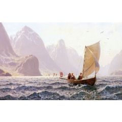 Regatta on a Norwegian Fiord Painting Reproduction