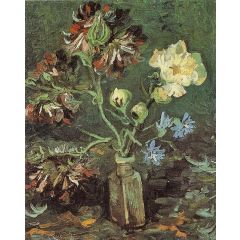 Vase with Myosotis and Peonies Painting Reproduction