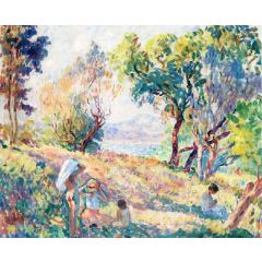 Girls in a Landscape near St. Tropez Painting Reproduction