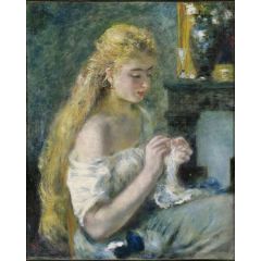 Woman Crocheting Painting Reproduction