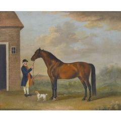 Henry Compton’s Chestnut Hunter With Its Groom Outside A Stable Painting Reproduction
