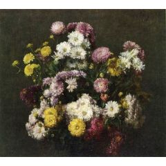 Flowers, Chrysanthemums Painting Reproduction