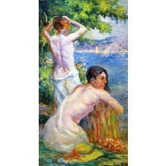 Saint Tropez, Two Woman by the Gulf Painting Reproduction