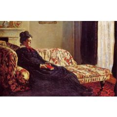 Meditation, Madame Monet Sitting on a Sofa Painting Reproduction