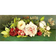 Roses and Honeysuckle Painting Reproduction