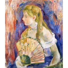 Girl with Fan Painting Reproduction