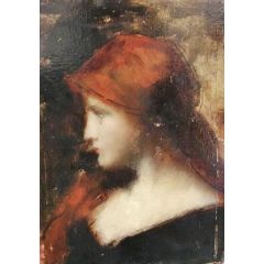 Girl in Profile Painting Reproduction