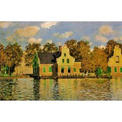 Houses on the Zaan River at Zaandam Painting Reproduction