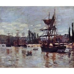 Boats at Rouen Painting Reproduction