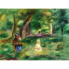 Three Figures in a Landscape Painting Reproduction